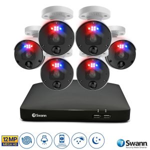 Swann CCTV System NVR 8-8780 8 Channel 2TB 6 x 12MP NHD-1200BE Cameras SWNVK-890106